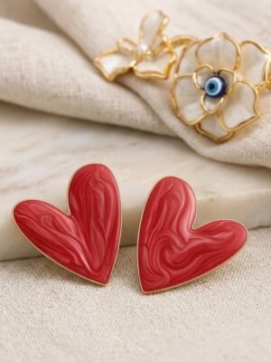 2026/09/1000136797.jpg Marble Heart Love Stud Earrings - Red