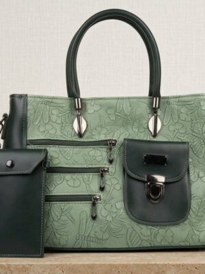 2026/10/1000140208.jpg Duo- Floral Embossed Sage Green Hand Bag