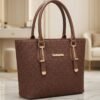 Premium Brown Floral Lace Textured Women's Tote Handbag
