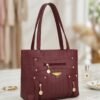 Maroon Quilted Tote Bag for Women